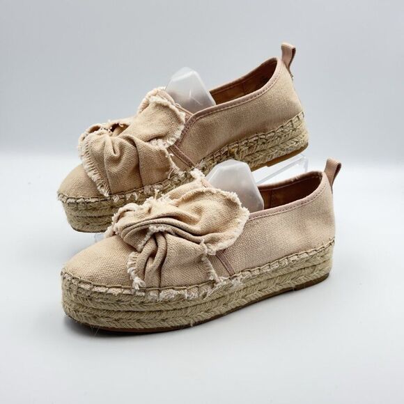Sam Edelman Cabrera Canvas Platform Espadrille Knotted Bow Pink Womens 6.5 Shoe - Picture 1 of 12